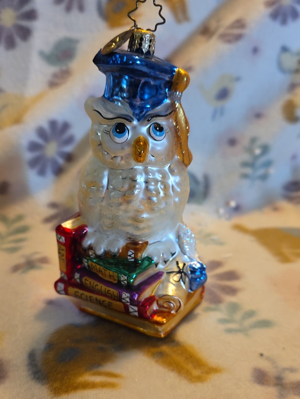 "Hoo Knows More?" glass ornament by Christopher Radko, which was created in 2002